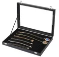 Produktbild: Sinoba Schmuckkasten Schmucklade Schmuckkästchen Schmuckbox für Ringe Ketten Ohrringe, Holz-Korpus, Velours-Bezug, mit Echtglas-Deckel