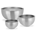 Produktbild: GSW Servier-Thermoschüssel – hochwertiges Servierschüssel-Set bestehend aus 3 Schüsseln mit Deckel, doppelwandige Isolierung warm und kalt – Edelstahl, rostfrei, 6-teilig, Silber