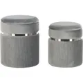 Produktbild: Pouf mit Stauraum 2er Set CAMDENTON Samtstoff Hellgrau