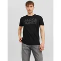 Produktbild: Jack & Jones T-Shirt JJECORP Herren-Tee mit figurbetonter Silhouette bedruckt, modisch, schmal, Baumwolle, Rundhals schwarz XL (54/56)