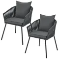 Produktbild: Gartenstühle Stuhl 2er Set Seilgeflecht Outdoor Sessel Dunkelgrau B-WARE
