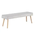 Produktbild: Esszimmerbank EMIL 160 cm – Sitzbank ohne Rückenlehne aus Kordstoff in Grau – Gepolsterte Bank mit Federkern – Massivholzbeine im skandinavischen Design – Ideal für Esszimmer, Flur oder Garderobe