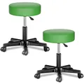 Produktbild: Casaria® Rollhocker Höhenverstellbar 2er Set 10cm Polsterung 46-60cm Höhe 360° Drehbar Ø35cm Rund Rollen Bürohocker Drehhocker Arbeitshocker Stuhl Grün