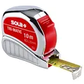 Produktbild: SOLA TRI-MATIC - Bandmaß 10m / 25mm - Profi-Taschenbandmaß mit Gürtelclip - Stahlband, gelb lackiert mit mm Skala - Genauigkeitsklasse I - Rollmeter mit beweglichem Endhaken - Länge 10m/25mm