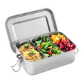 Produktbild: BUCOMTU Brotdose Edelstahl 850ml, Lunchbox Brotdose Auslaufsicher, Brotdosen Metall mit 2 Fächern, Lunchbox, Vesperdose, Pausenbrot Umweltfreundlich & BPA-frei für Erwachsene & Kinder(850ML)