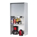 Produktbild: SIMMOB Rollladenschrank Hängeschrank/Hochschrank mit Jalousientür – H123,6 x B60 x T35 cm – 3 höhenverstellbare Einlegeböden – Farbe Aluminium – wandhängend oder stehend nutzbar