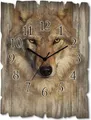 Produktbild: ARTland Holz Wanduhr Funkuhr - schwarzer Zeiger Wolf Größe: 30x40 cm