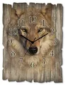 Produktbild: ARTLAND Wanddeko Wanduhr ohne Tickgeräusche aus Holz Funk Uhr 30x40 cm Rechteckig Lautlos Wolf Tiere Wald Nordisch Ländlich T1DQ