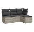 Produktbild: vidaXL Gartenlounge-Set 4-tlg. Garten-Sofagarnitur mit Kissen Hellgrau Poly Rattan, (1-tlg)