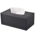 Produktbild: XNONE Leder Taschentücher Box Rechteckig Kosmetiktücher,Taschentuchspender Halter,Taschentücher Boxes Serviette Tissue Box Holder für Kommode Badezimmer Autos Büro Dekor,Schwarz