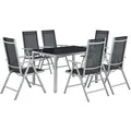 Produktbild: Juskys Aluminium Gartengarnitur Milano 7 Teilig mit Tisch und 6 Stühlen Silbergrau