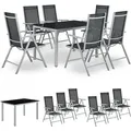 Produktbild: Juskys Aluminium Gartengarnitur Milano Gartenmöbel Set mit Tisch und 6 Stühlen Silber-Grau mit schwarzer Kunstfaser Alu Sitzgruppe Balkonmöbel - Grau/Schwarz