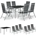 Produktbild: Aluminium Gartengarnitur Milano - Gartenmöbel Set Mit Tisch Und 6 Stühlen – Silber-grau Mit Schwarzer Kunstfaser - Alu Sitzgruppe Balkonmöbel - Juskys