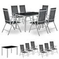 Produktbild: Juskys Aluminium Gartengarnitur Milano 6+1-6 Hochlehner Stühle verstellbar & klappbar mit Tisch - Gartenmöbel Set 7-teilig wetterfest - Silber