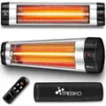 Produktbild: TRESKO Infrarot Heizstrahler 2500W silber mit Fernbedienung, Timer & Abdeckung Wärmestrahler Terrasse elektrisch mit 3 Heizstufen Terrassenstrahler