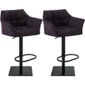Produktbild: CLP 2er Set Barhocker Damaso Stoffbezug schwarz/lila