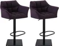 Produktbild: CLP 2er Set Barhocker Damaso Stoffbezug I Gepolsterte Barstühle höhenverstellbar und drehbar I Tresenstühle mit Rückenlehne, Farbe:lila, Gestell Farbe:schwarz
