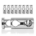 Produktbild: Kordel-Stopper Metall, Set aus 8 Stück, Kordel-Klemme, gerade Form (Doppel-Loch) 33mm lang für Seile, Jacken, Hand-Taschen, Farbe: Silber