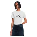 Produktbild: Calvin Klein Damen T-Shirt Kurzarm Core Monologo Rundhalsausschnitt, Weiß (Bright White), L
