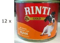Produktbild: 12 x 185 g RINTI Gold (€ 9,89/kg) mit feinen Stückchen vom Huhn - Nassfutter