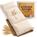 Produktbild: Strauss Home® Körnerkissen groß – Mikrowellengeeignetes Wärmekissen gegen Verspannungen in Nacken, Schultern und Rücken – natürliche Weizenkörner – 20x50 cm