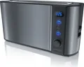 Produktbild: Arendo Toaster, 1 langer Schlitz, für 2 Scheiben, 1000 W, Langschlitz, Brötchenaufsatz, Wärmeisolierendes Gehäuse, Display, grau
