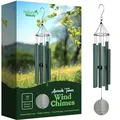 Produktbild: Nature's Melody Aureole Tunes Windspiel – Outdoor-Windspiel mit 6 Röhren, abgestimmt auf E Pentatonische Skala, 100% rostfreies Aluminium, Pulver-Finish und S-Hakenaufhänger für Trauer, Gedenkgeschenk