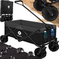 Produktbild: Miweba Faltbarer Bollerwagen MB-30 | Traglast 120 kg - Klappbar - Handwagen faltbar - Transportwagen für Kinder - Kinderwagen - Gartenwagen - Wagen - Strandwagen - Faltwagen (Schwarz/Dunkelgrau)