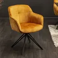 Produktbild: riess-ambiente Drehbarer Design Stuhl EUPHORIA senfgelb Samt im Retrostil mit Ziersteppung Esszimmerstuhl Armlehnstuhl Drehstuhl - Gelb