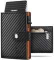 Produktbild: TENBST Geldbörse Herren mit Münzfach & RFID Schutz, Slim Wallet Kartenetui Klein, Portmonee Geldbeutel Herren, 10 Fächer für Kreditkarten Kreditkartenetui - Schwarz & Orange