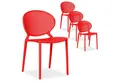 Produktbild: Homestyle4u Gartenstuhl stapelbar Kunststoff modern Muster Balkon Terrasse Küche stabil oval (4er Set, 4 Stühle), Rot