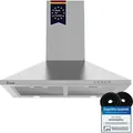 Produktbild: KKT KOLBE Wandhaube 60 cm Edelstahl Leise Dunstabzugshaube Umluft Abluft Pyramide Druckknopf Leistungsstark LED-Beleuchtung Abzugshaube inkl. Kohle... - Silber