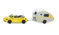 Produktbild: Siku 1629, VW Beetle mit Anhänger, Metall/Kunststoff, Gelb/Silber, Abkuppelbarer Wohnwagen