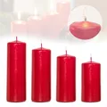 Produktbild: Candelo 4er Set Stumpenkerzen Weihnachten Ambiente Kerzen - Bordeaux 12/14/16/18cm - Advent Kerze Weihnachtsdekoration - Weihnachtskerzen für Adventskranz