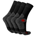 Produktbild: Celodoro 4 Paar Wandersocken, Arbeitssocken & Sportsocken (39-42, schwarz/rot) - verstärkte Unisex Socken für Damen & Herren - atmungsaktive Anti-Schweiß Funktionssocken für Sport, Wandern, Arbeit