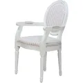 Produktbild: ebuy24 Rokoko Amaretta Esszimmerstuhl mit Armlehne Antik Weiss Stoff Beige Gestreift