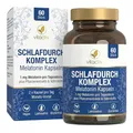 Produktbild: Vitactiv SCHLAFDURCH KOMPLEX Melatonin Kapseln 1mg – Schneller Einschlafen & Besser Durchschlafen – Mit L-Tryptophan, Hopfen, Melisse & Kamille – Hochdosiert, Vegan, Laktosefrei, Glutenfrei