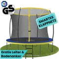 Produktbild: Zero Gravity Trampolin Ø 305 cm inkl. Leiter & 4 Bodenanker / Schneller Auf- und Abbau dank smartem Klappnetz / Max. 120 kg / Ultima 4 Fun-Edition