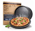 Produktbild: Topanbieter999 Pizzablech Pizza Backblech gelocht, Carbonstahl, (4-St), Antihaftbeschichtet, gleichmäßige Hitzeverteilung