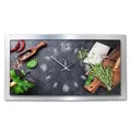 Produktbild: 3D Designer-Wanduhr Kräuter Küche in modernem Metallic-Design; leise Funkuhr mit Motiv wahlweise in Zwei Größen (Kräuter, 80x40cm; leises Funkuhrwerk)