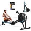 Produktbild: Klappbares Luftwiderstands-Rudergerät – Bluetooth & LCD, ergonomischer Sitz, verstellbarer Tablet-Halter, Profi-Indoor Cardio, bis 158 kg - Schwarz