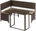 Produktbild: MX Gartenbank Eck 3 tlg. Gartenmöbel Balkonmöbel Eckbank Rattanbank Tisch