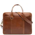 Produktbild: SID & VAIN große Laptoptasche schmal echt Leder - 15 Zoll Laptop Business-Tasche Brady groß - Umhängetasche Aktentasche mit Laptop-Fach - Ledertasche Herren und Damen braun handgefertigt