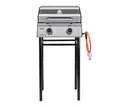 Produktbild: Grillfürst Camping Gasgrill G201E 50 mbar - 2-Brenner Edelstahl Balkon Grill Mit Sichtscheibe, Kleiner Outdoor Tisch-Grill, Doppelwandiger Gas Griller Mit Druckregler, Inkl. Untergestell