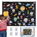 Produktbild: BONNYCO Sonnensystem Kinder 61 Filz Figuren. Planeten Kinder Spielzeug, Geschenke für Jungs Mädchen 3 4 5 6 7 8 Jahre. Sonnensystem Modell, Pädagogisches Montessori Spielzeug Weltraum, Weihnachten