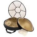 Produktbild: Sonic Energy Sensory Handpan Gold – D Kurd, 9 Töne, 440 Hz – Edelstahl – Für Meditation, Yoga, Percussion – Inkl. Zubehör (HPSTL90)