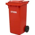 Produktbild: STIER 2-Rad-Müllgroßbehälter, Mülltonne, Volumen 120 Liter, Mülleimer, Farbe: Rot, Größe: 475x550x930 mm, Restmülltonne mit Rädern und Deckel