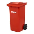 Produktbild: STIER 2-Rad-Müllgroßbehälter, Mülltonne, Volumen 120 Liter, Mülleimer, Farbe: Rot, Größe: 475x550x930 mm, Restmülltonne mit Rädern und Deckel