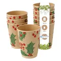 Produktbild: BIOZOYG 100 Stück braune Riffelbecher/Kaffeebecher Pappbecher Wintermotiv 'Zweige' 300ml / 12 oz - umweltfreundlich recycelbar & ungebleicht - Kaffeebecher to go