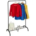 Produktbild: Relaxdays Kleiderständer, Metall, mit Ablage, Schlafzimmer, Kleiderstange, HBT: 139 x 90 x 44 cm, freistehend, schwarz